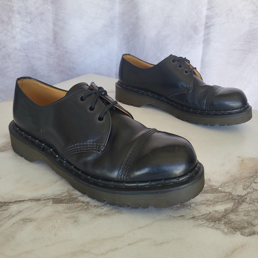 Dr. Martens Three Eye Mens Size 10 Black Cap Toe Oxfords Lace Up Work England